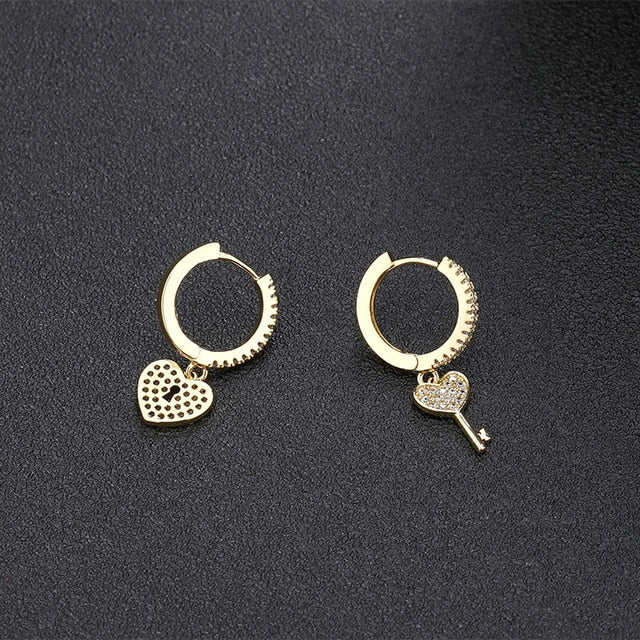Interchangeable Coin Cross Key Lock Earrings Set
