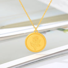 Load image into Gallery viewer, Carved Rose Coin Necklace
