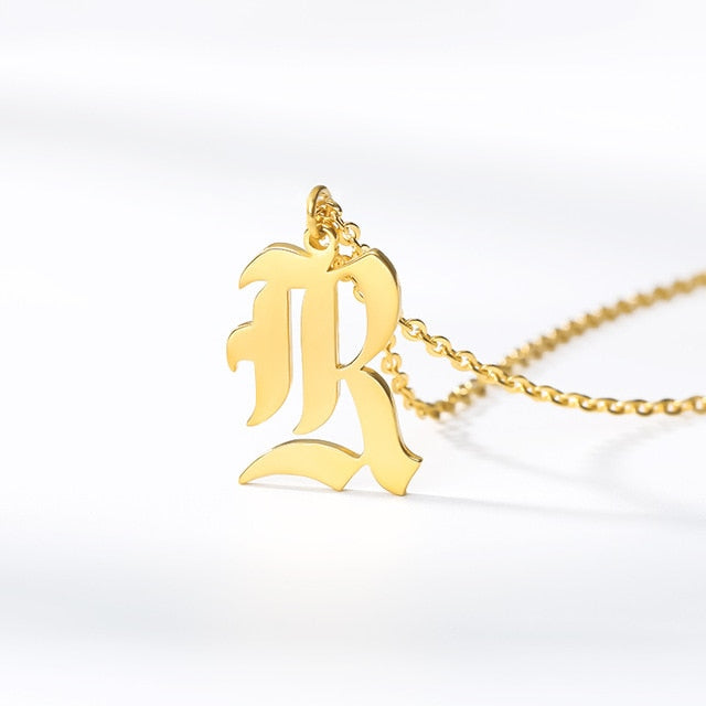 Old English Font Custom Initial Necklace