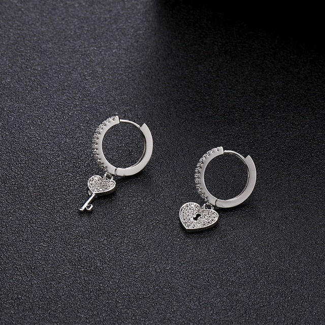 Silver Dangle/ Drop Earrings With Silver Lock and Key Charms, Lock Earrings,  Key Earrings, Secret Santa Gift, Stocking Filler - Etsy