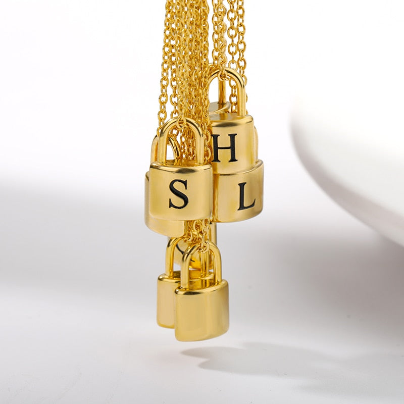 Custom Initial Lock Chain Necklace – Rosegold Dreams